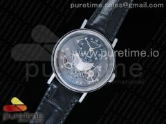 Tradition 7057BB/G9/9W6 SS Real PR SF 1:1 Best Edition Black Skeleton Dial on Black Leather Strap A507 V2